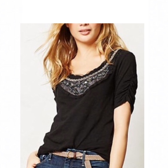 Anthropologie Tops - Anthropologie / Deletta Black Jewelscape Tee M